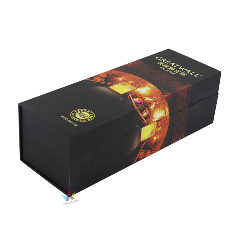 Cajas de regalo de vino 12.8x3.7x3.7, cajas de regalo de botella para licor, vino y champán, cajas de regalo plegables de cierre magnético,negro brillante