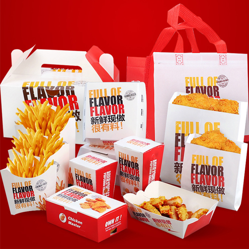 Caja de lonchera de papel Kraft de alimentos personalizados Caja de envasado de hamburguesas de pollo frito